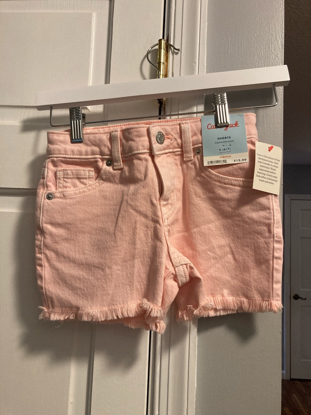 Cat & Jack Light Pink Frayed Hem Denim Shorts Size 6/7